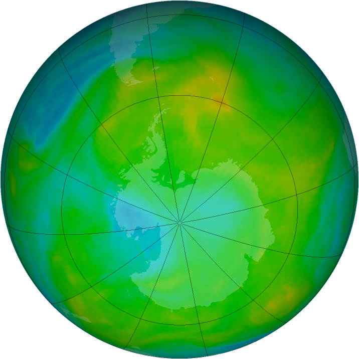 Antarctic ozone map for 21 January 1980